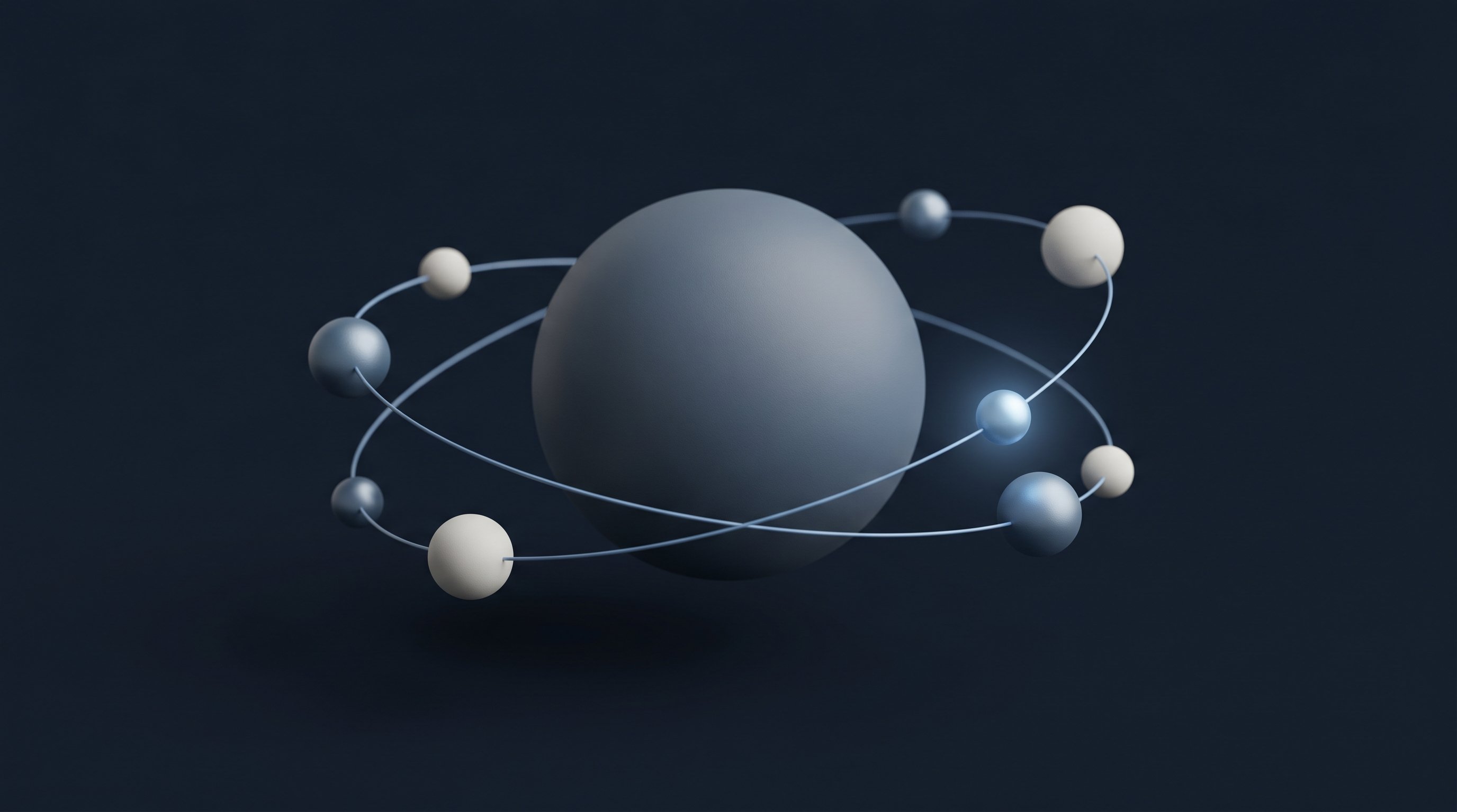 Abstrakte 3D-Visualisierung zum Thema KI-Agenten